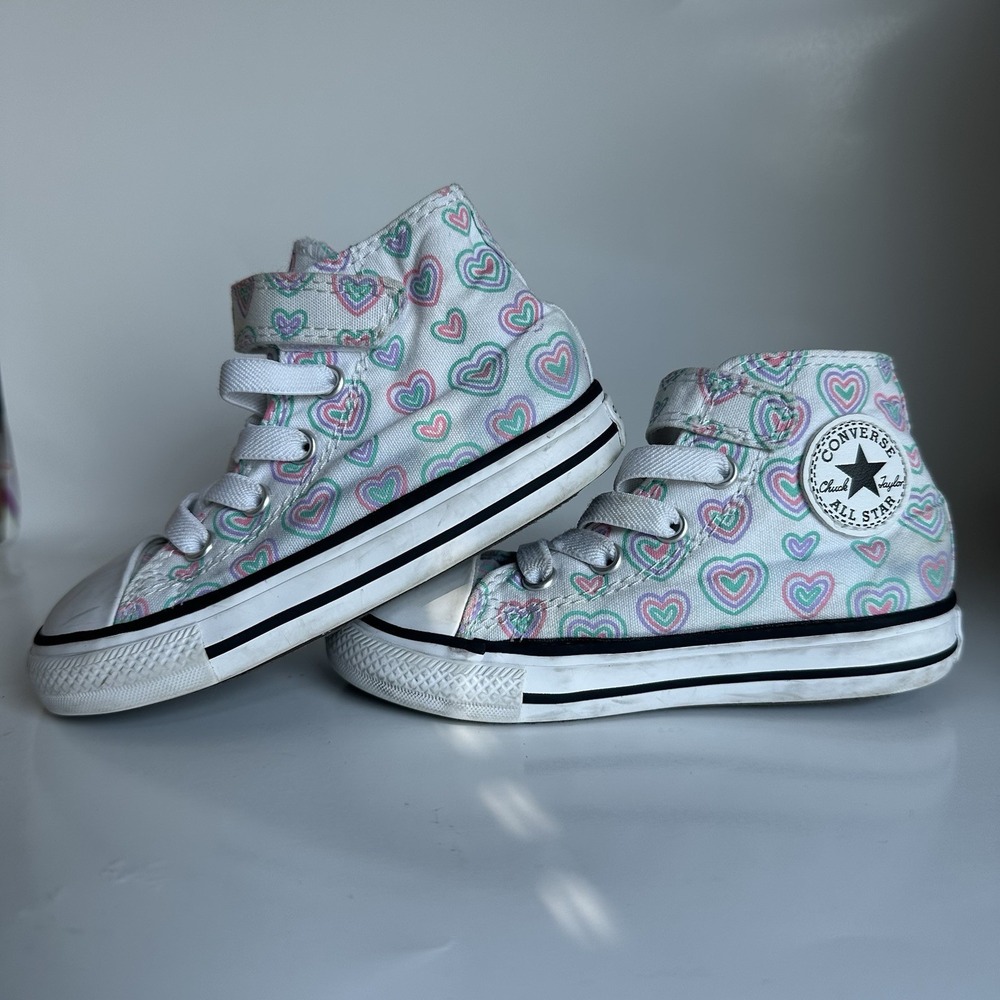 Converse Chuck Taylor Hi 'Colorful Hearts' Toddler Sneakers SZ 7 C Shoes Slip On